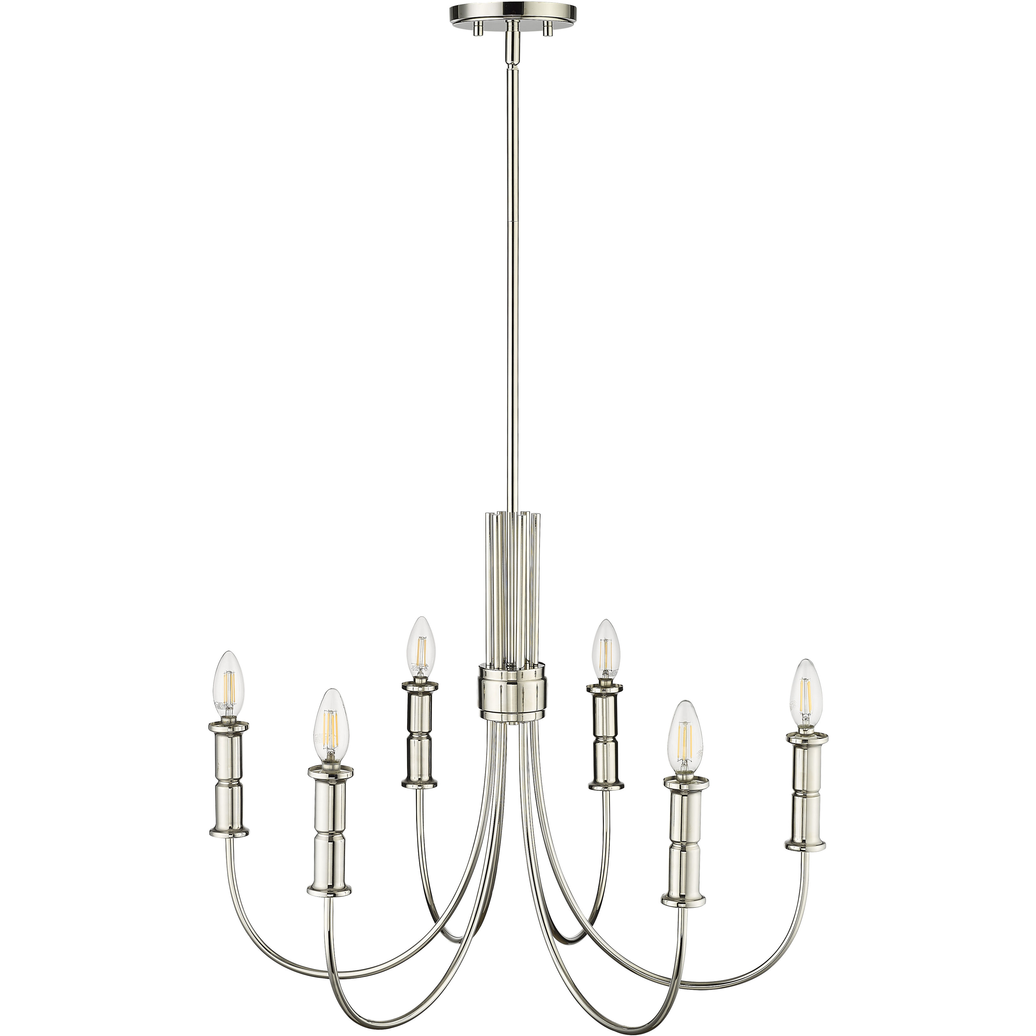 Potiss 6 Light 26 inch Polished Nickel Chandelier Ceiling Light